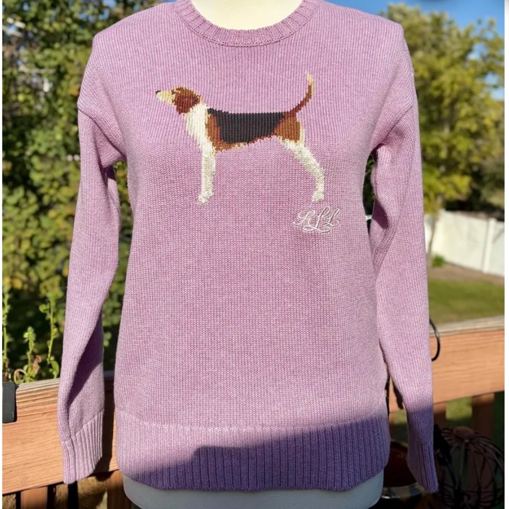 Ralph Lauren Beagle crewneck sweater pink lavender cotton pullover 3X see meas. - Picture 3 of 6